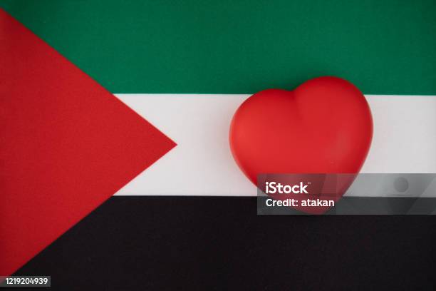 I Love Palestine Heart On The Flag Of Palestine Stock Photo - Download Image Now - Freedom, Palestinian, All Middle Eastern Flags