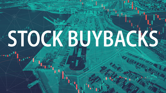 Stock Buybacks theme with US shipping port in Oakland, CA