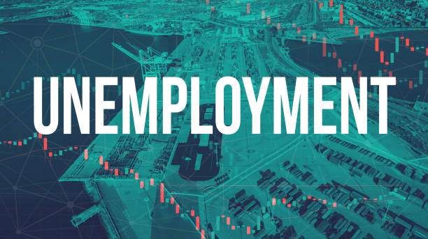 istock Unemployment theme with US shipping port 1219204978