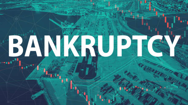 istock Bankruptcy theme with US shipping port 1219204981