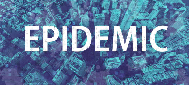 istock Epidemic theme with cityscape background 1219204991