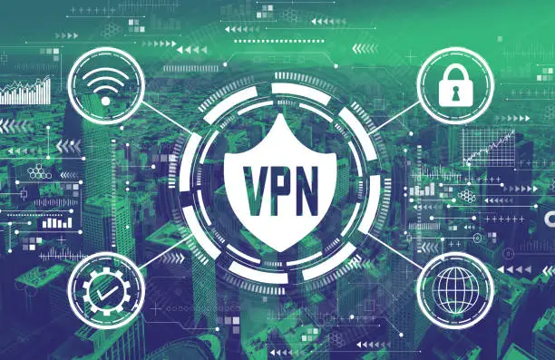 Photo of VPN concept with downtown San Francisco