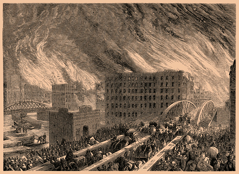 Illustration of a Great Chicago Fire of 1871