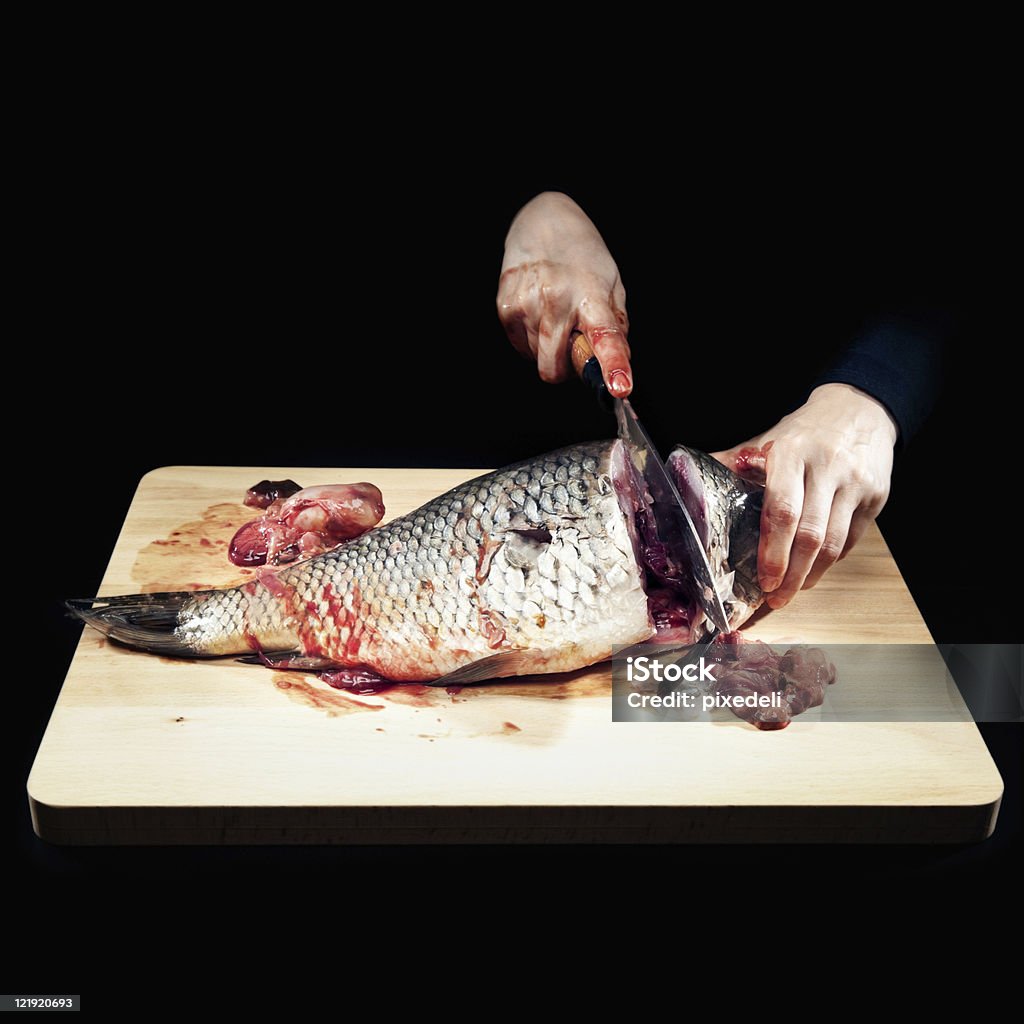 Pesce di taglio a testa - Foto stock royalty-free di Cibo