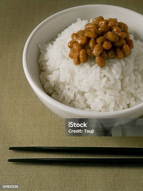 밥 Natto 콩-콩과에 대한 스톡 사진 및 기타 이미지 - 콩-콩과, 쌀-곡초류, 쌀-주식