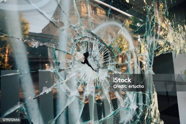 Shop Window Broken Stock Photo - Download Image Now - Riot, Real Estate, Crime