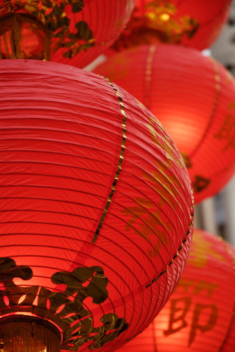 the traditional red lantern in during a Chinese new year