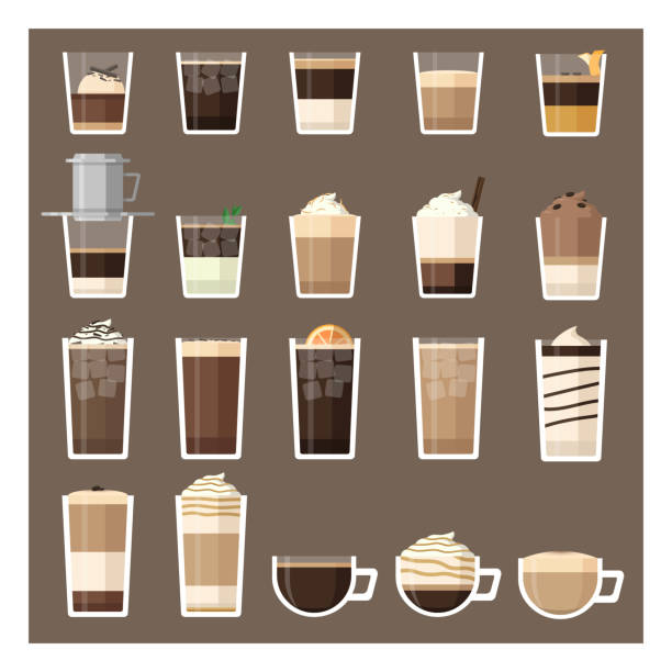 illustrations, cliparts, dessins animés et icônes de délicieux café pour les amateurs de café. - caramel latté coffee cafe macchiato