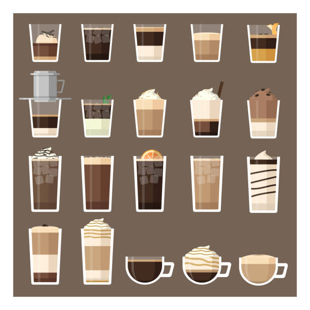 ilustrações de stock, clip art, desenhos animados e ícones de delicious coffee for coffee lovers. - cafe macchiato latté heat coffee