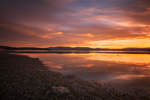 Dramatic sunset along the shores of southern Vancouver Island.