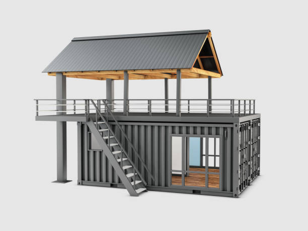 istock 3d rendering of Converted old shipping container, isolated gray, clipping path included 1219219529