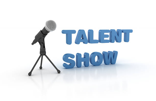 micrófono con frase talent show - renderizado 3d - talent show audio fotografías e imágenes de stock