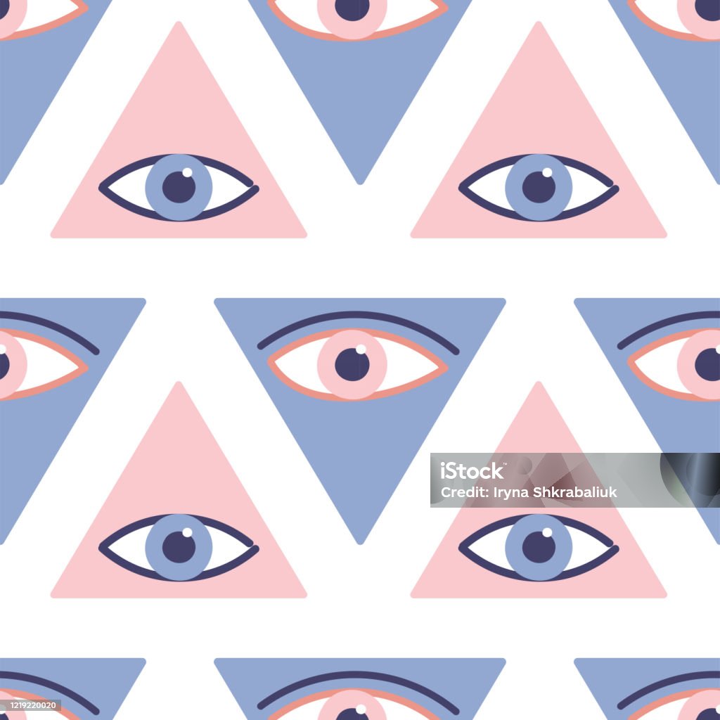 Evil Modern Pattern Seamless Pattern With Evil Eyes In Hand Drawn Flat Design Contemporary ...