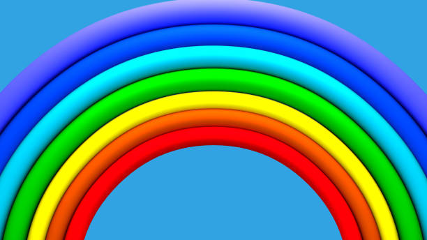 istock Color Rainbow With Clouds, rainbow messages of hope  With Gradient Mesh, 3d illustration 1219221141