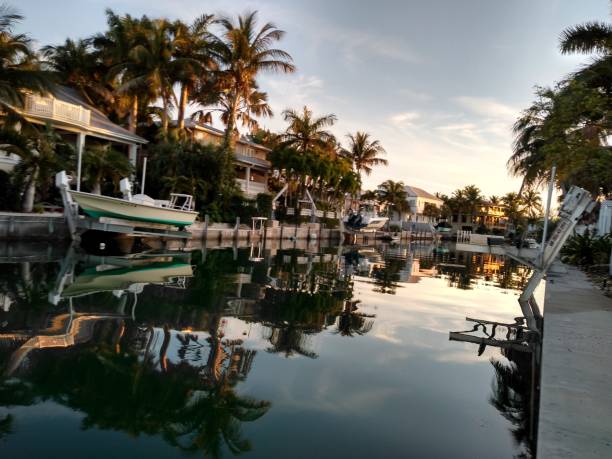 istock sunset near the water channel 1219221186