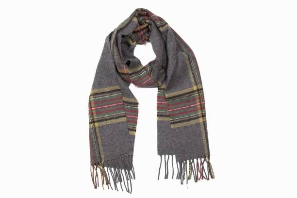 istock gray plaid scarf isolated on white background 1219229602