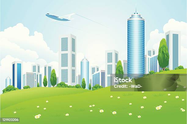 Grüne Landschaft Mit Stadt Stock Vektor Art und mehr Bilder von Architektur - Architektur, Außenaufnahme von Gebäuden, Bauwerk