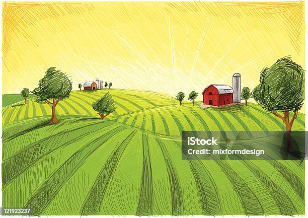 旧バーンとフィールド - 農園のベクターアート素材や画像を多数ご用意 - 農園, 田畑, イラストレーション