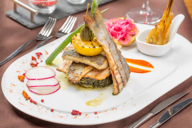 istock grilled sea bass in restaurant 1219232517