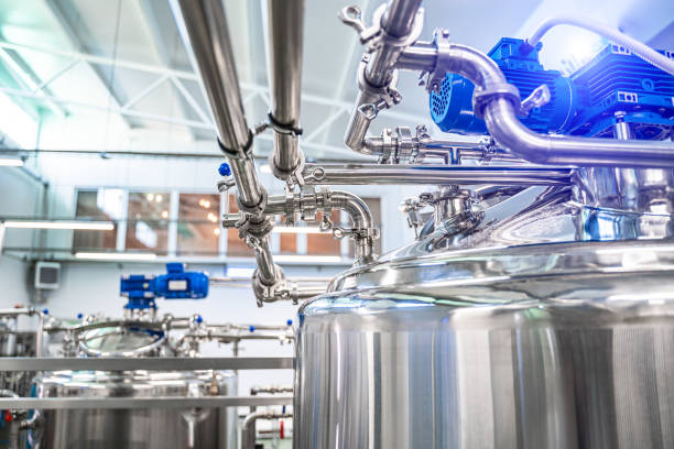 istock Interior of dairy factory with fermentation tank. 1219233591