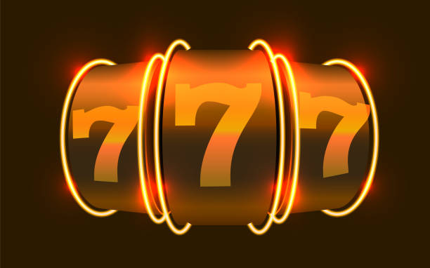 istock Neon slot machine wins the jackpot. 777 Big win casino concept. 1219234031