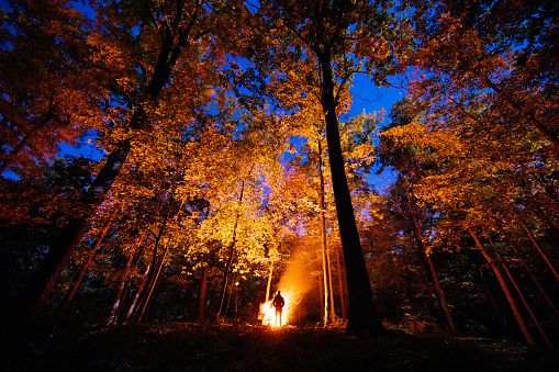 A friends camping trip on a beautiful fall evening in upstate New York
