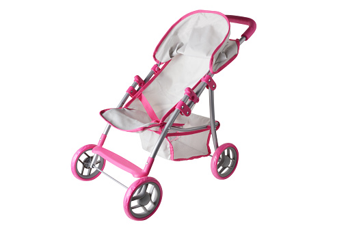 Baby stroller isolated on white background with (clipping path)