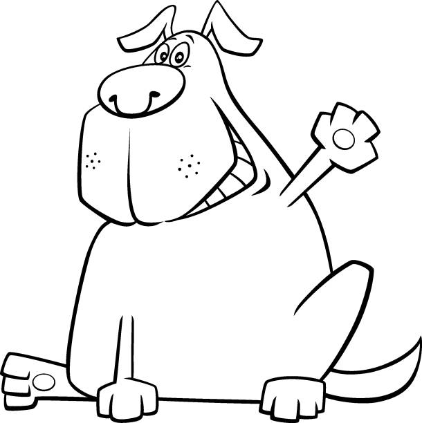 만화 개 캐릭터 컬러 북 페이지 - coloring dog pets puppy stock illustrations