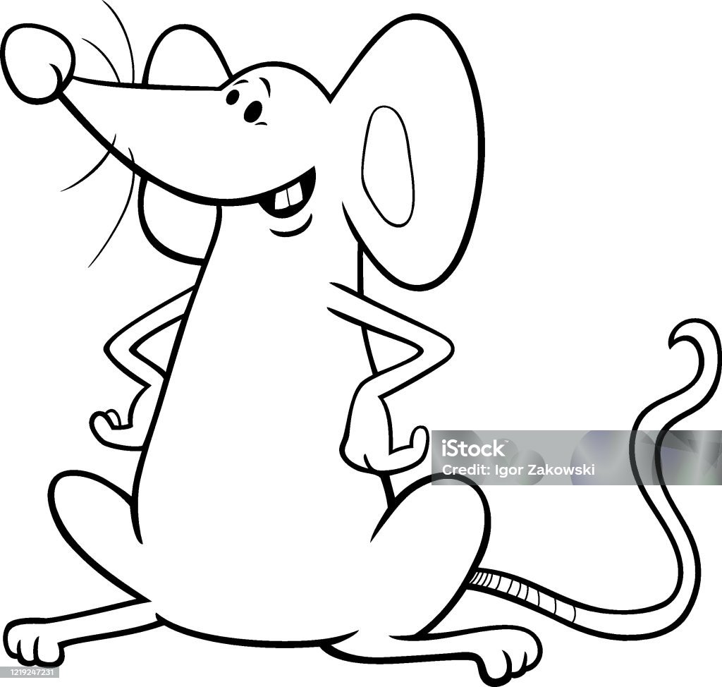 Funny Cartoon Mouse Coloring Book Page Stock Illustration - Download Image  Now - Coloring, Mouse - Animal, Black And White - iStock