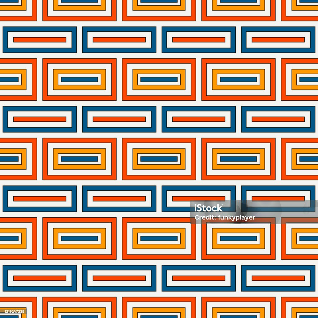 Rectangle Block Pattern 2d Repeated Rectangular Blocks Background Bricks Motif Retro Colors ...