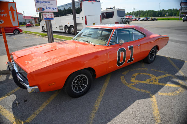 Television Show car General Lee. Montreal, Canada. August 8, 2019.  A Dodge Charger 1966, used in the television show : Dukes of Hazzard. dodge charger stock pictures, royalty-free photos & images