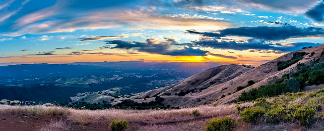 Sunset seen from Mount Diablo State Park in Northern California. The image was taken in Late May.
