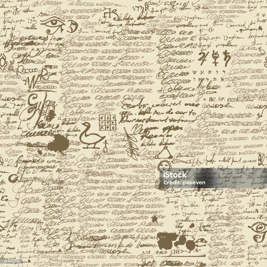 Hand Written Pattern Seamless Pattern With Unreadable Handwritten Notes Stock Illustration ...