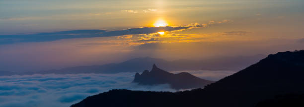 istock Mountains in the fog 1219252857