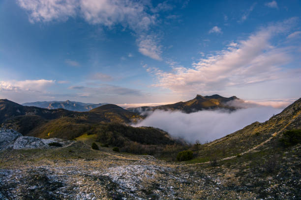 istock Mountains in the fog 1219253459