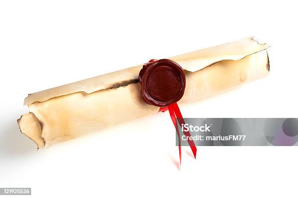 Old Sealed Scroll Document Stock Photo - Download Image Now - Paper Scroll, Rolled Up, Old