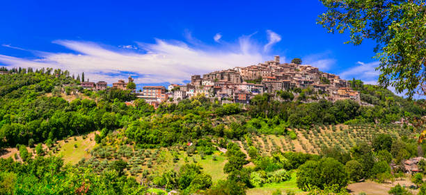 Traditional hill top medieval villages  (borgo) of Italy - picturesque Casperia in Rieti province small traditional village and picturesque countryside rieti stock pictures, royalty-free photos & images