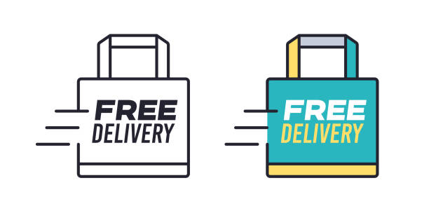 бесплатная доставка торговый мешок - delivering freedom shipping truck stock illustrations