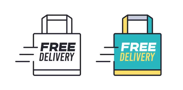 Vector illustration of Free Delivery Shopping Bag