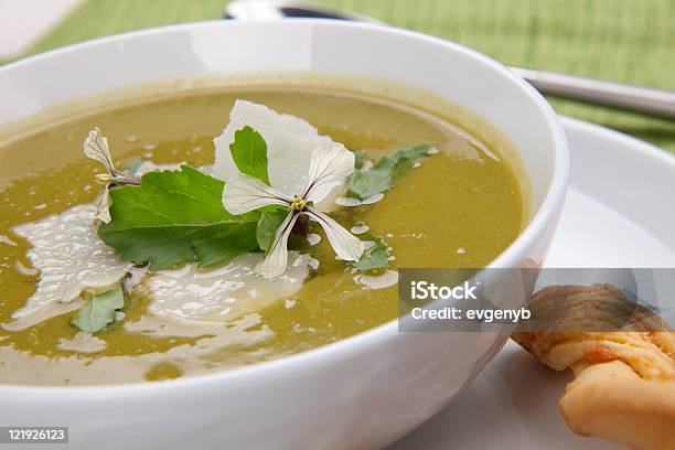 Pea And Rocket Soup Stock Photo - Download Image Now - Appetizer, Arugula, Bowl