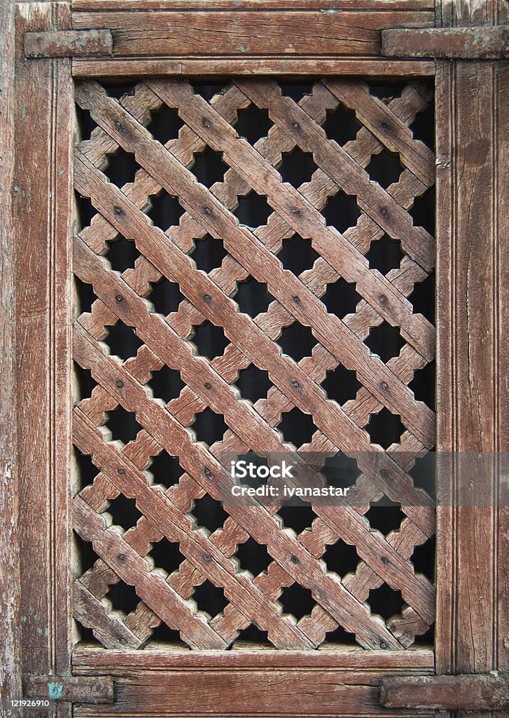 Architectural, Carved, Wooden Ornamental Window  Antique Stock Photo