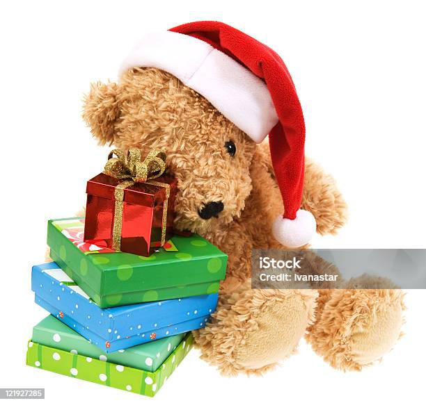 Christmas Teddy Bear Stock Photo - Download Image Now - Box - Container, Bright, Brown