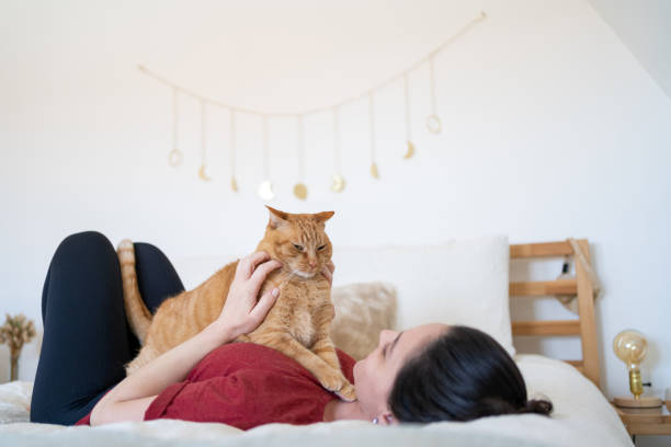 istock Woman dancing with her cat 1219277907
