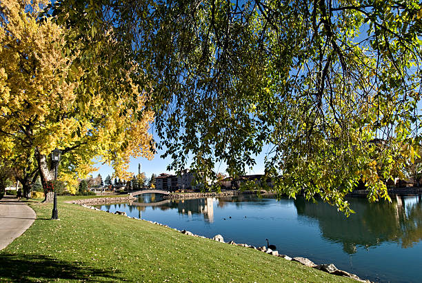 istock Lake Resort Hotel in Autumn 121927913