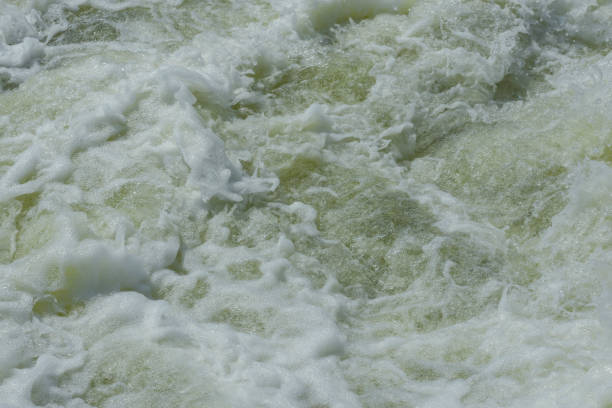 istock The currents flow violently, cracking rocks and splashes of mist. 1219285945