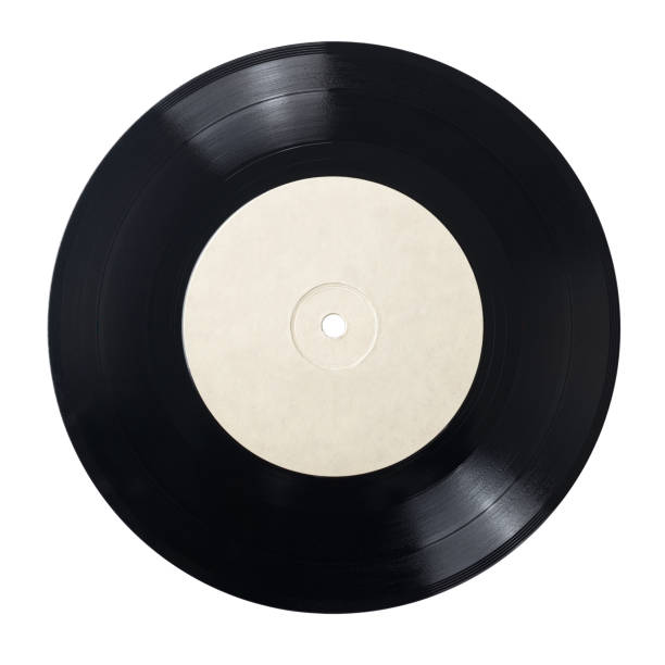 istock 7-inch vinyl record isolated on white. 1219290019