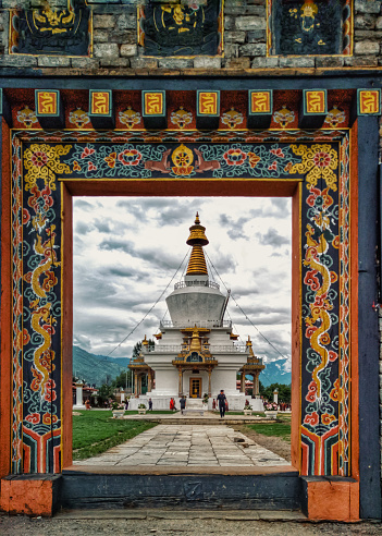 Panorama view of Punakha Dzong Monastery, one of the largest monestary in Asia, Punakha, Bhutan