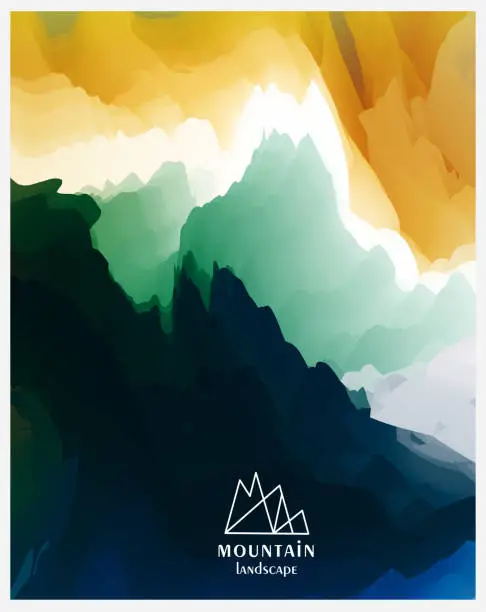 Vector illustration of abstract watercolor effect mountain landscape scene background