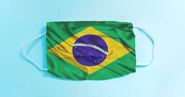 istock brazilian flag on protective medical face mask 1219299093