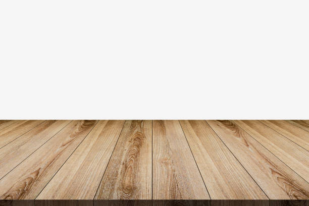 istock Wooden tabletop template mockup for display merchandise ,wooden shelf table isolated on grey background 1219304450